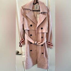 Women's Pink Double-Breasted Trench Coat